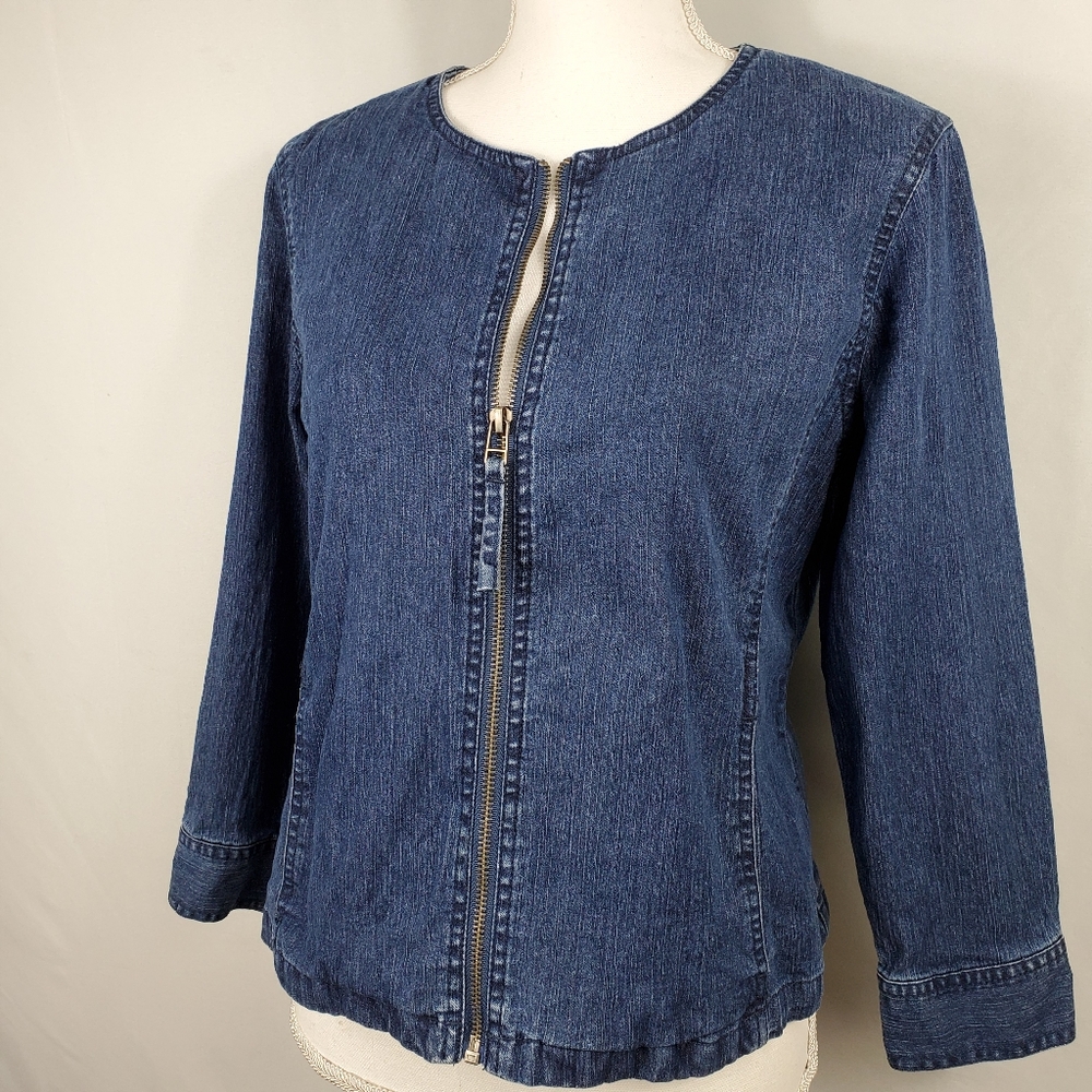 Ruby Rd 3/4 Sleeve Zip Up Jacket Sz S